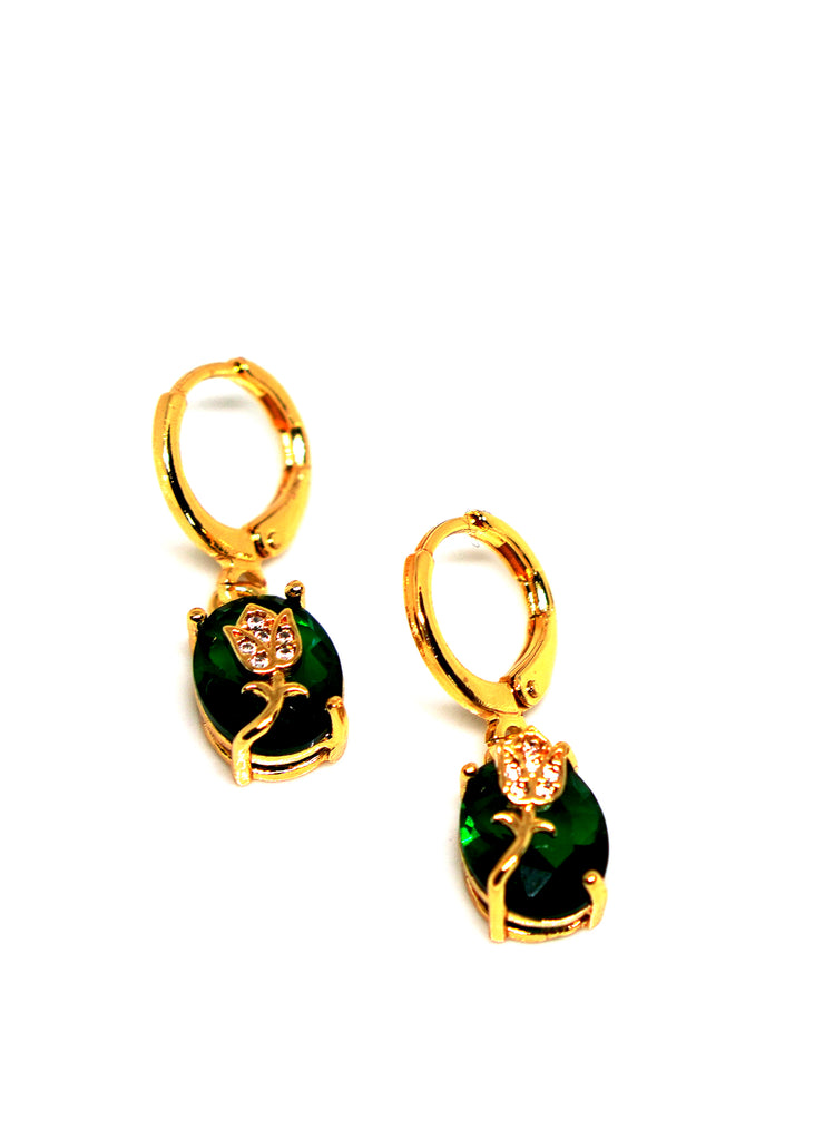 The "London" Emerald and Rose drop earrings - Danielle Emon