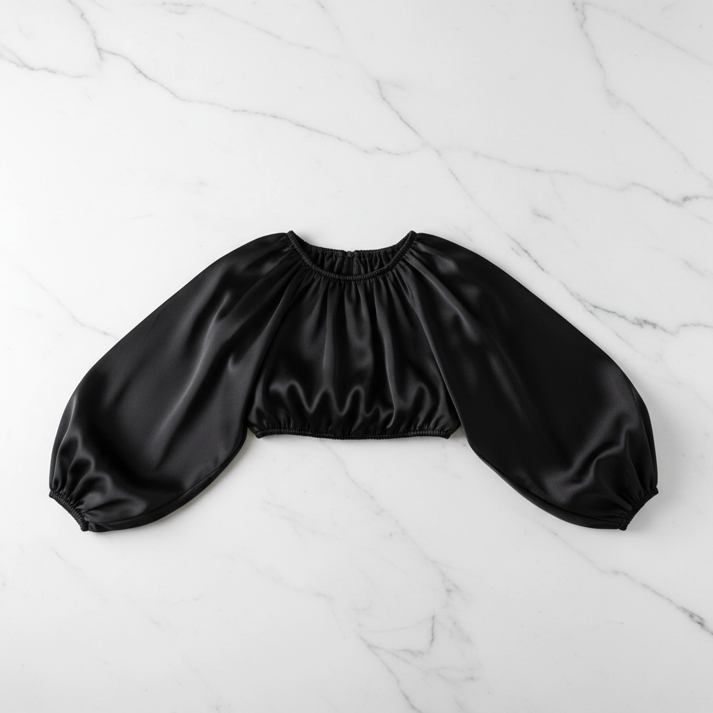 Juliette Sateen Crop Top - flat lay white marble