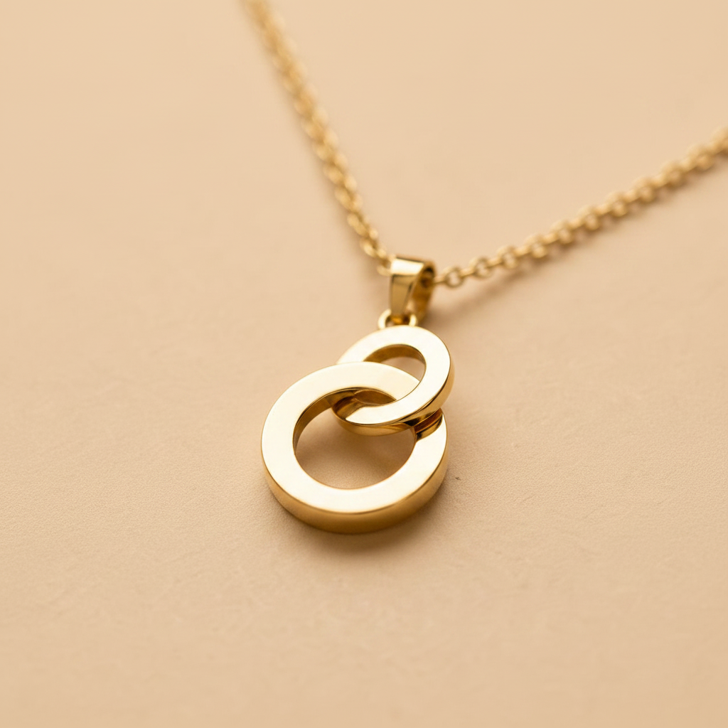Gabon interlocking double oval ring pendant close-up detail