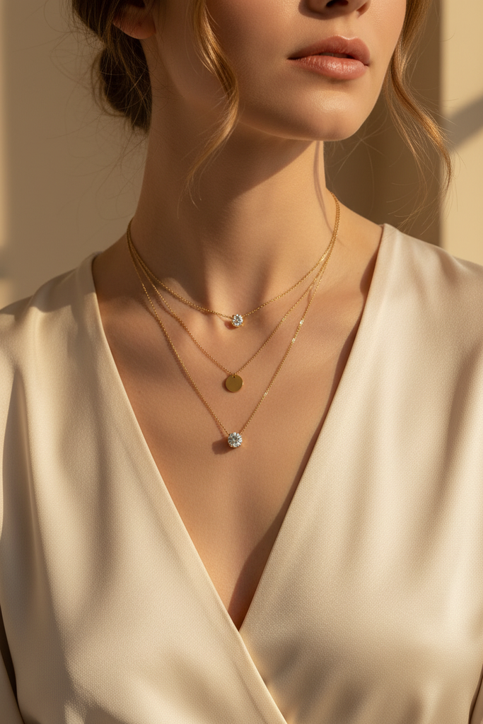 St. Lucia diamond solitaire necklace layered necklace styling