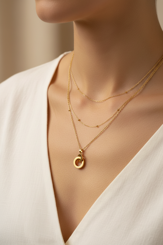 Gabon interlocking ring necklace layered necklace styling