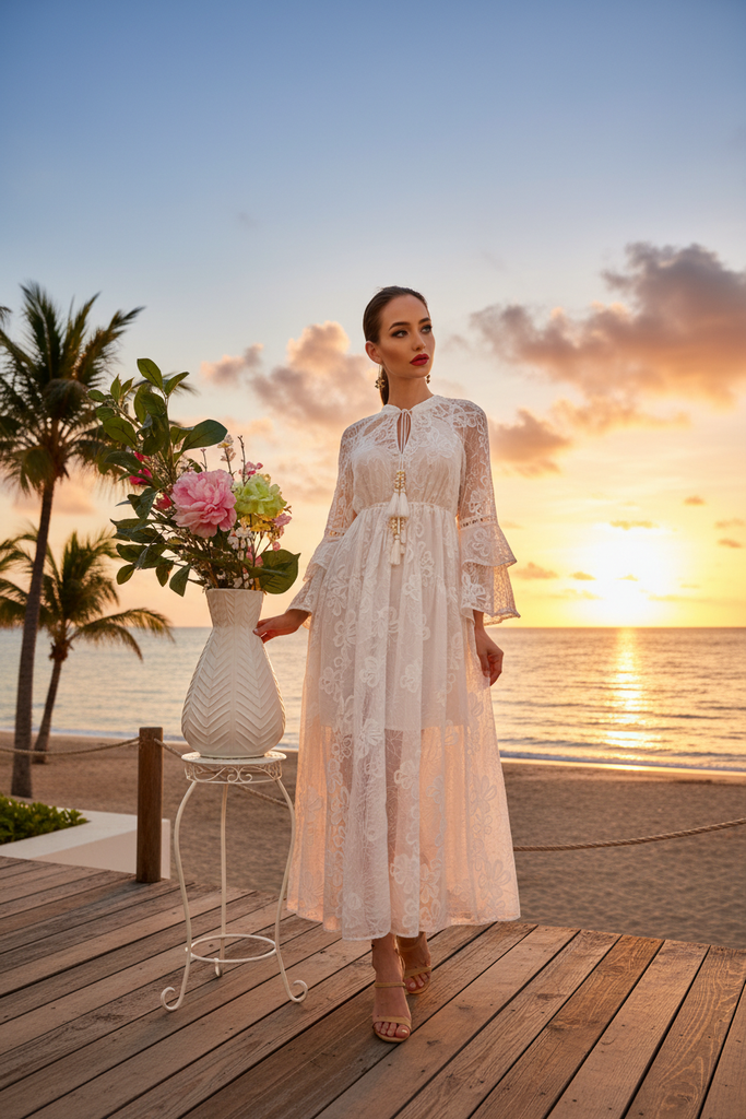 Josette Resort Dress - tropical beach beachside resort terrace