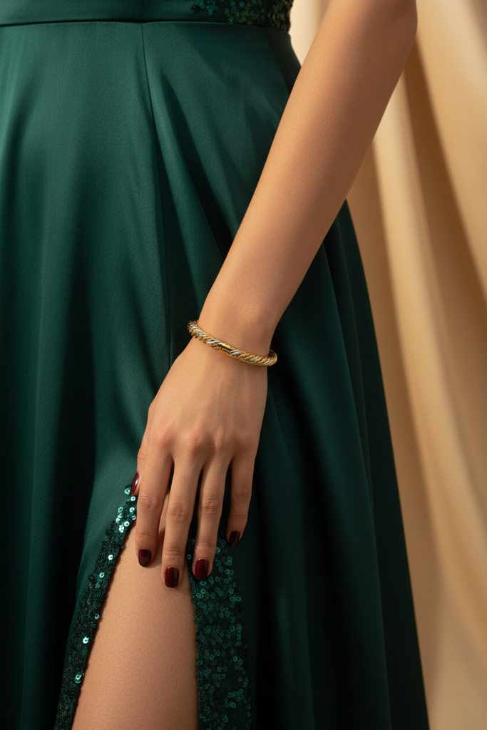 Capri two-tone twisted rope bangle bracelet elegant evening styling