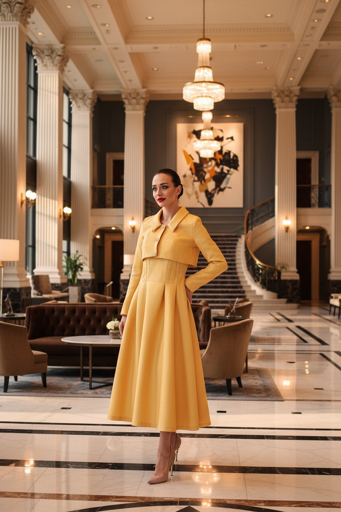 Julia Yellow Two-Piece Set - luxury hotel lobby grand ballroom foyer