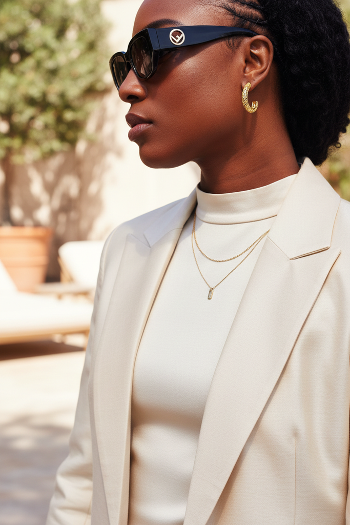 Esi gold plated filigree semi hoop earrings styled with everyday outfit