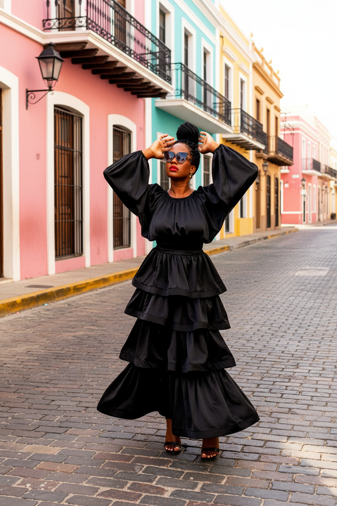 Juliette Sateen Crop Top - off-shoulder colorful street full body