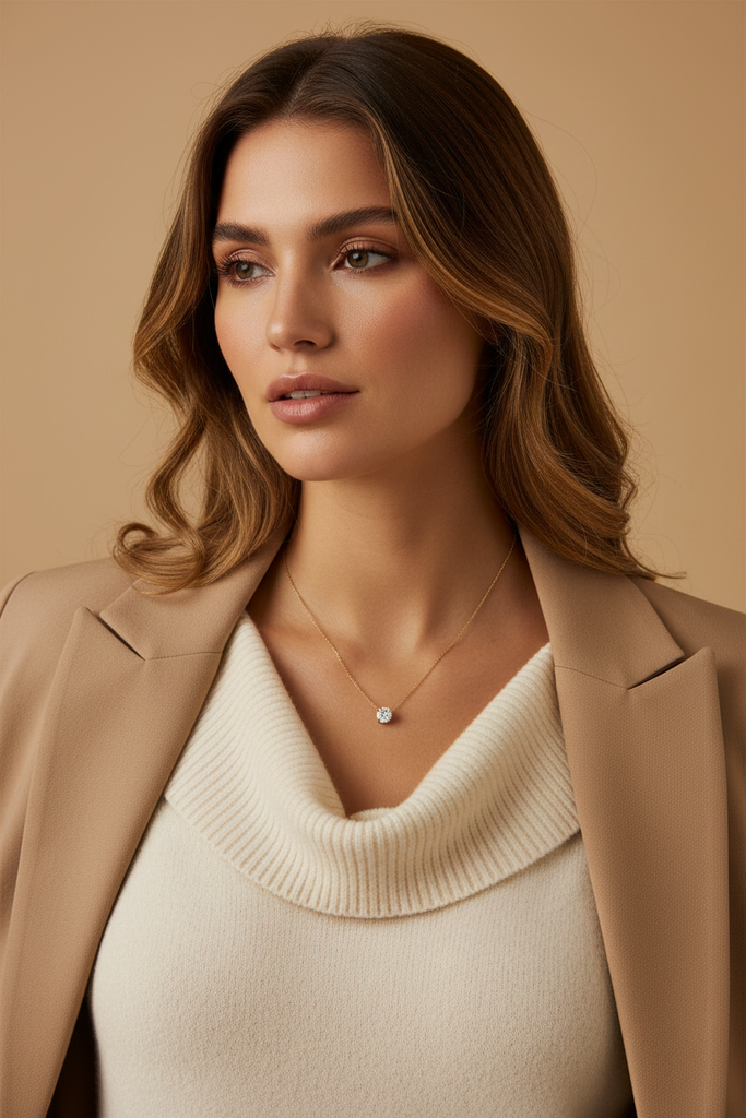 St. Lucia diamond solitaire necklace elevated everyday styling