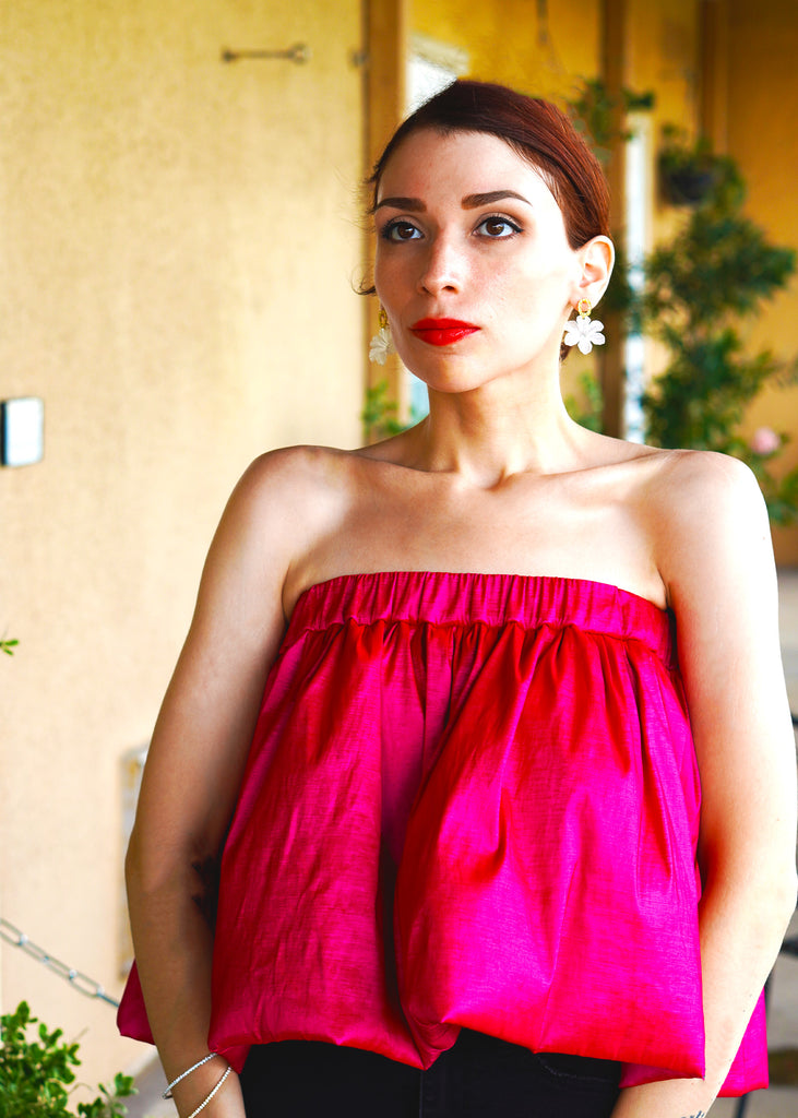 The "Amelie" Pink Flutter Top - Danielle Emon