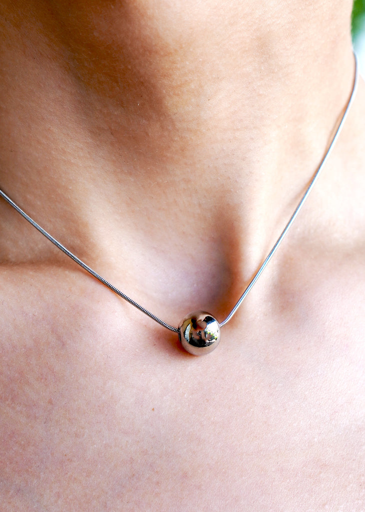 Stainless Steel Ball Pendant Necklace - Danielle Emon