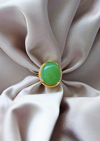 The "Azami" Gold & Green Statement Ring