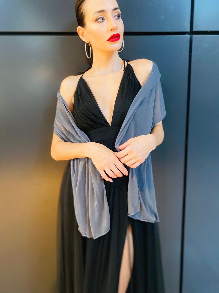 The “Valentina” Sheer Gray Shawl - Danielle Emon