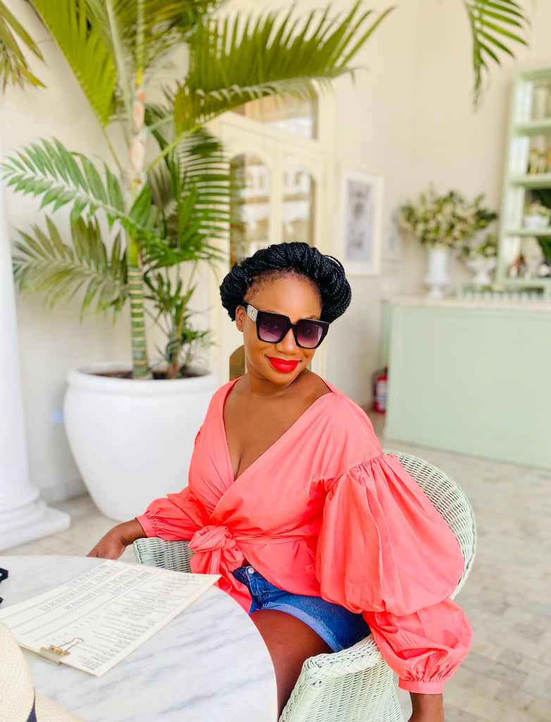 The "Virginia" Puff Sleeve Wrap Top - Danielle Emon