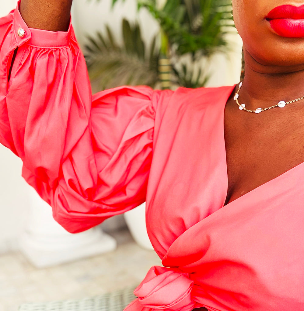 The "Virginia" Puff Sleeve Wrap Top - Danielle Emon