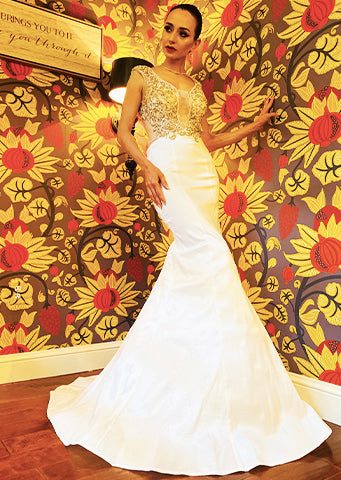 The "Mia" Strapless Floral Fishtail Gown