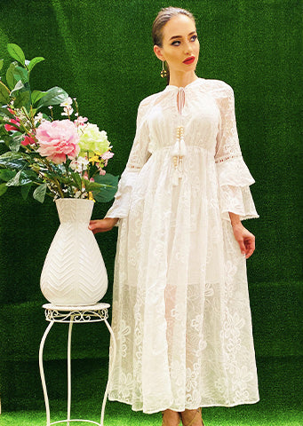 The "Blancha" Eyelet Embroidered White Dress