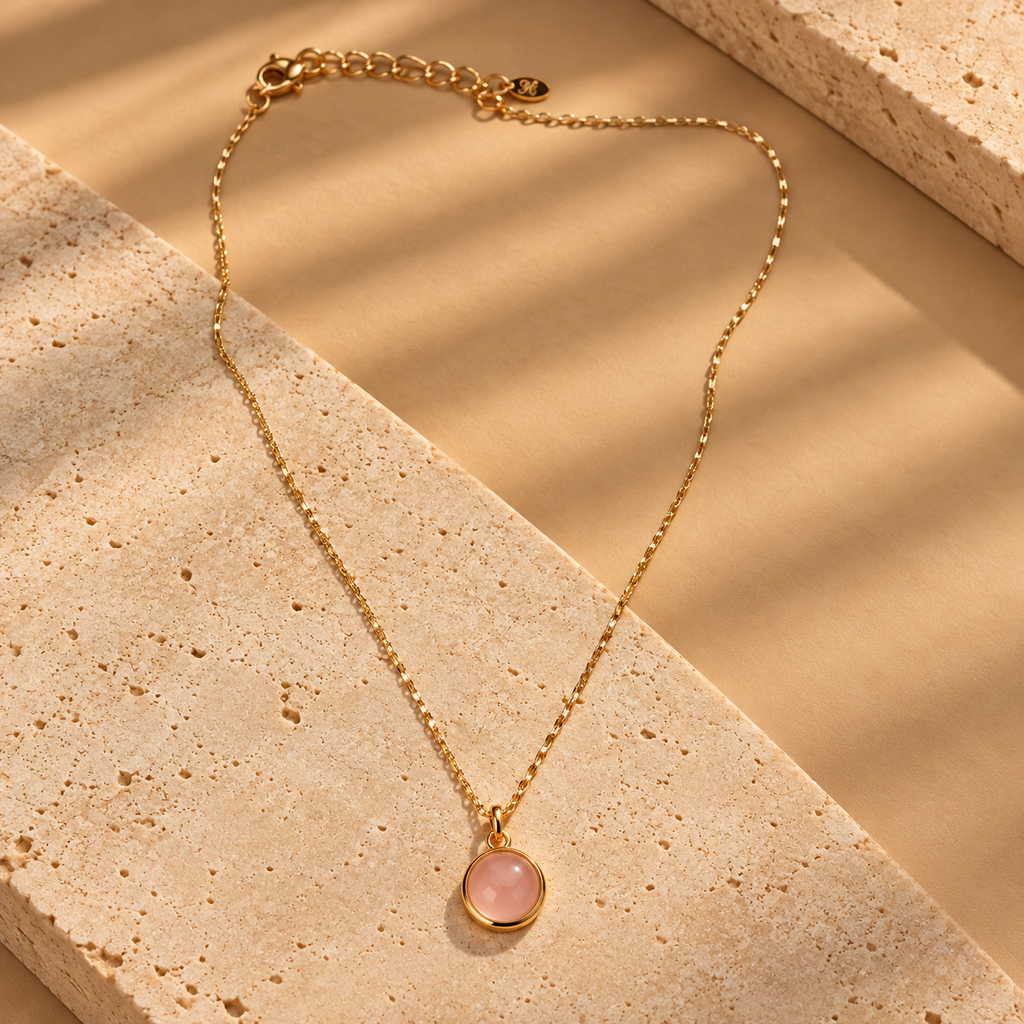 The "Lydia" Pink Pendant Necklace
