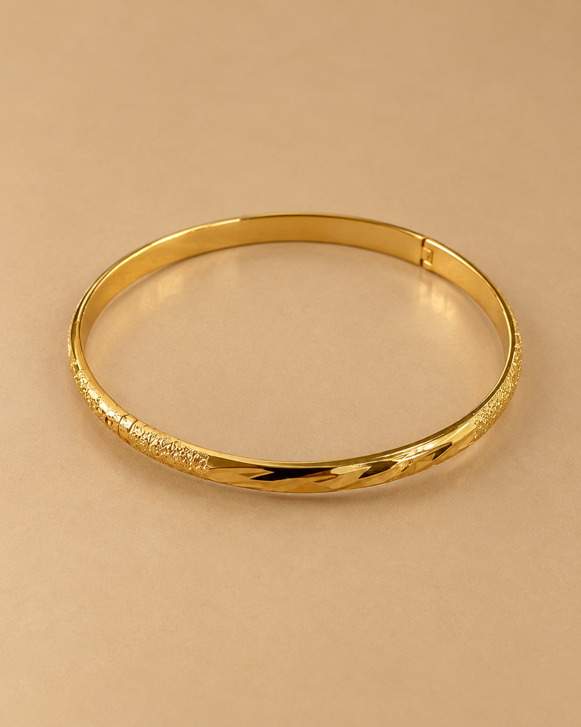 The "Portia" Gold Plated Textured Bangle
