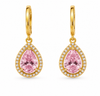 Sophia Ruby Teardrop Halo Earrings – Gold Plated Luxury Huggie Drops