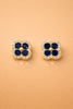 Midnight Clover Sapphire Stud Earring