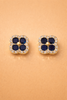 Midnight Clover Sapphire Stud Earring
