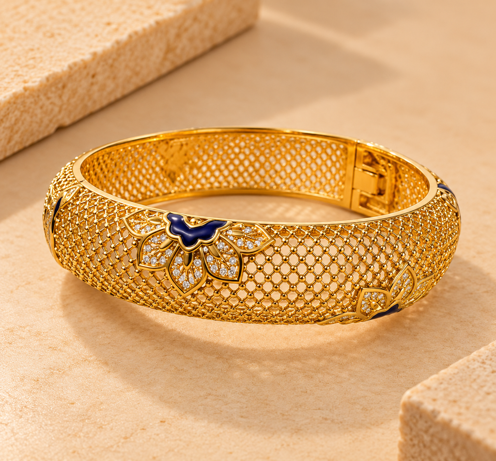 The "Delphine" Ornate Bracelet with a touch of Blue - Danielle Emon