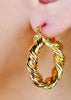 Twisted Rope Gold Plated Hoop Earrings - Danielle Emon