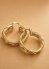 Cannes Gold Plated Sculptural Hoop Earrings – Luxury Textured Statement Hoops – Tarnish Free Hypoallergenic Jewelry