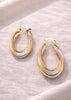 Florence Gold Textured Hoop Earrings – Two-Tone Oval Luxury Hoops - Danielle Emon