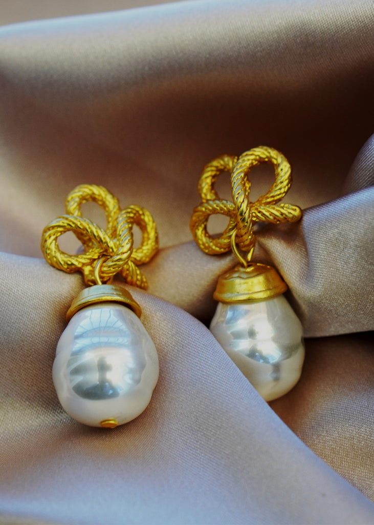 The "Lily" Gold & Pearl Drop Earrings - Danielle Emon
