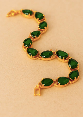 The "Kendal" Emerald & Gold Link Bracelet