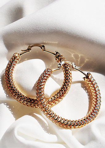 The "Tayor" Gold Plated Textured Hoops