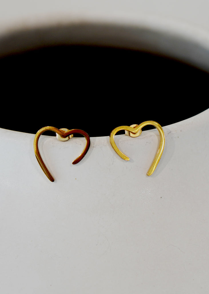 The "Monroe" Gold Stainless Steel Semi sweet hear Earrings - Danielle Emon