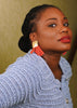 Gyasi Coral Red Beaded Statement Earrings - Danielle Emon