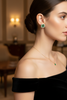 Bellamy Stud Earrings styled with an elegant evening outfit