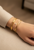 McKinley dual-texture gold open cuff bracelet stacked bracelet styling