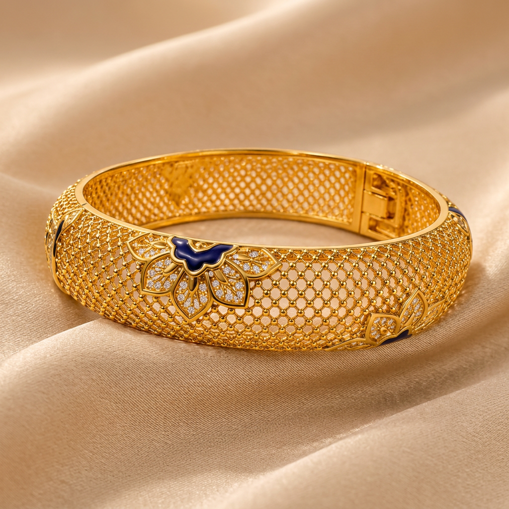 The "Delphine" Ornate Bracelet with a touch of Blue - Danielle Emon