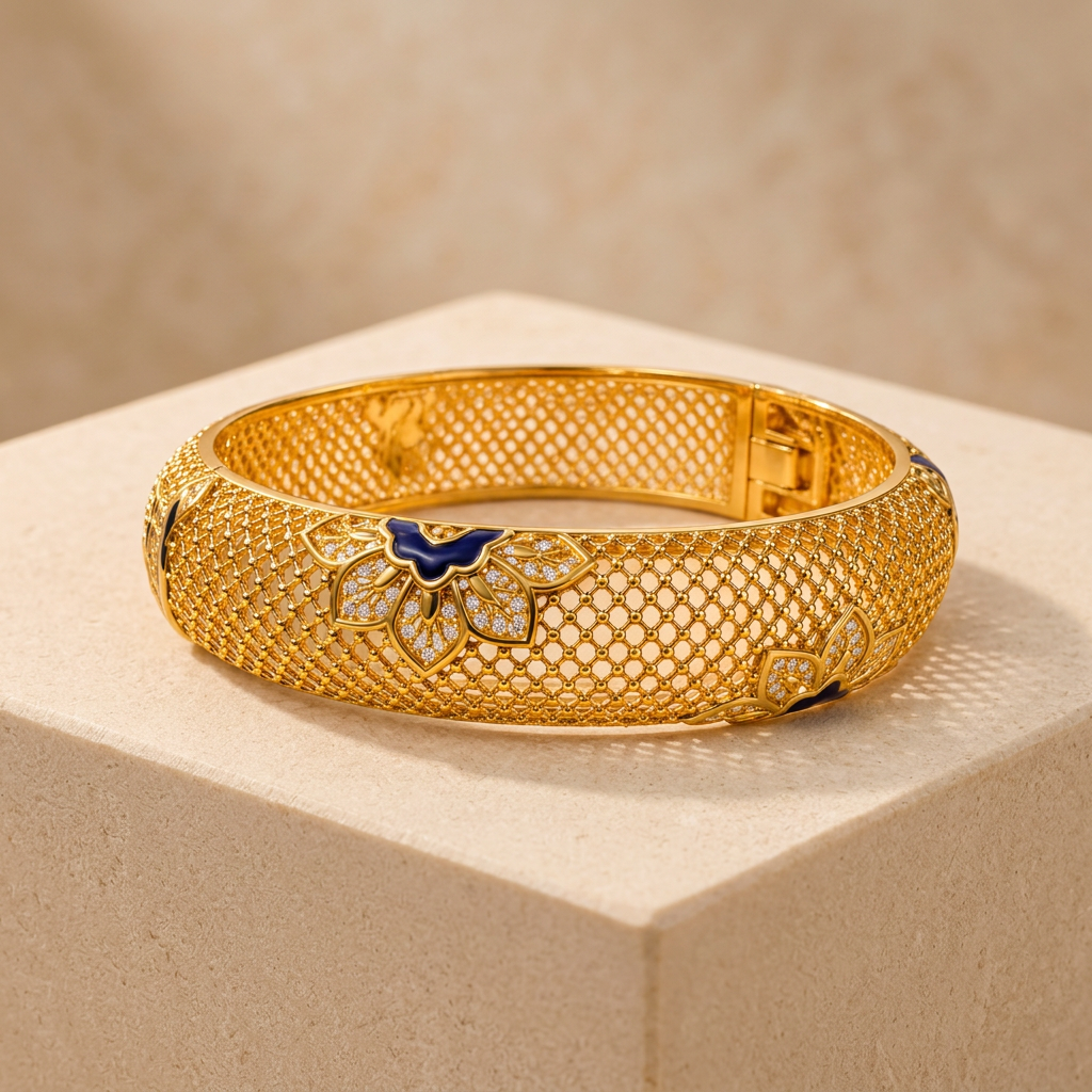 The "Delphine" Ornate Bracelet with a touch of Blue - Danielle Emon