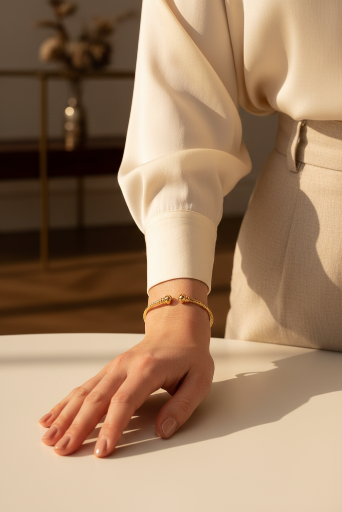 Kennedy gold twisted rope cuff bracelet elevated everyday styling