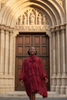 Kossi Lace Oversized Dress burgundy - grand church entrance