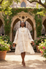 Kossi Lace Oversized Dress creme - European courtyard church garden walking