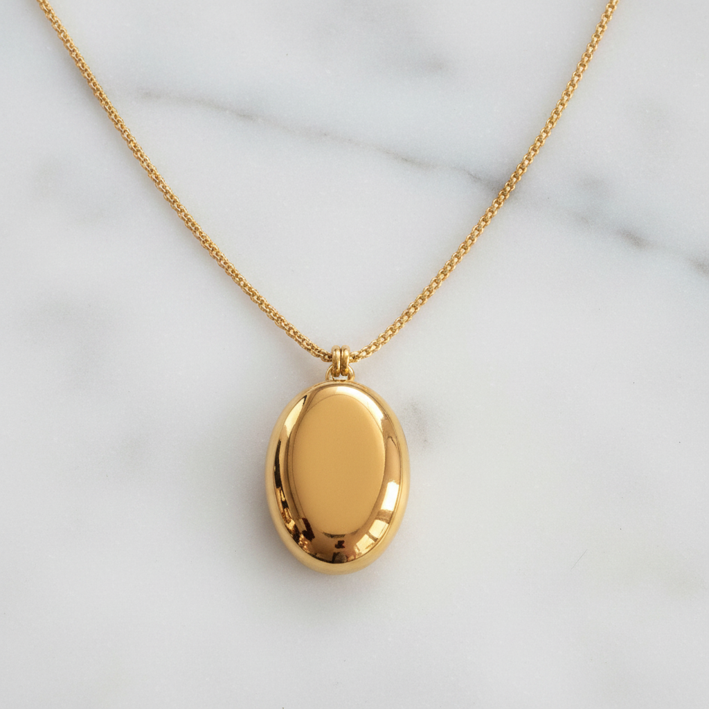 Njau Necklace - flat lay white marble