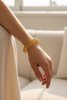Alessia gold filigree lattice bangle bracelet on-wrist lifestyle