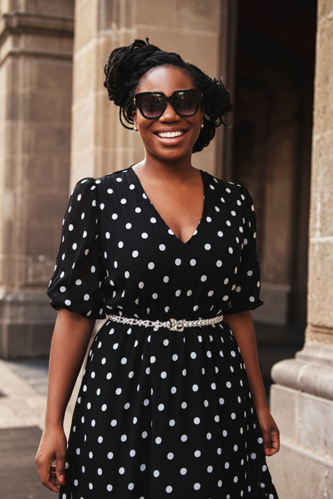 fall polka dot dress Brown Multi Polka Dot Maxi Dress X30106
