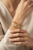 Liya textured beaded gold open cuff bracelet stacked bracelet styling