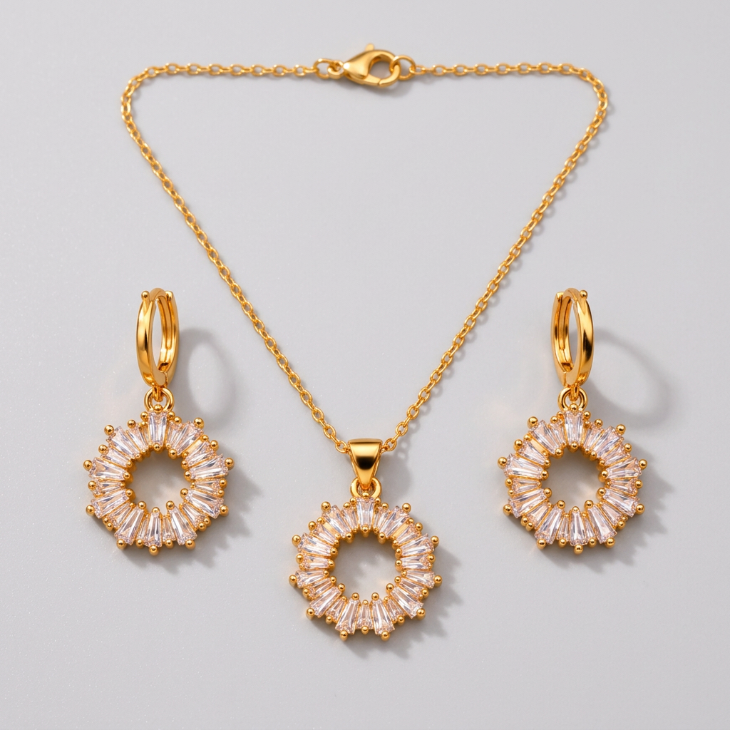 The "Bellamy"  Sunburst Stone Necklace Set - Danielle Emon