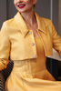 Julia Yellow Two-Piece Set - close-up jacket buttons lapel sleeve detail