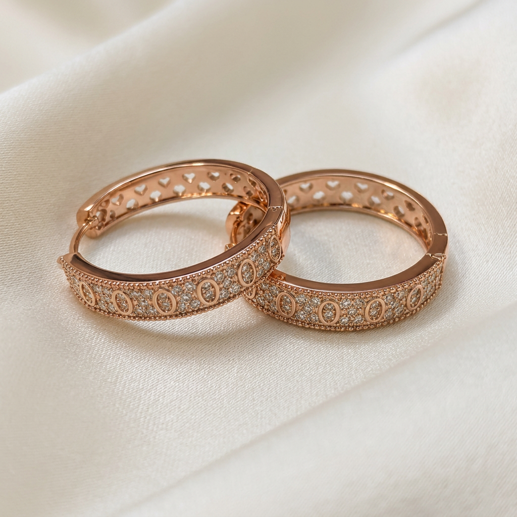 Esme rose gold-tone hoop earrings on ivory silk