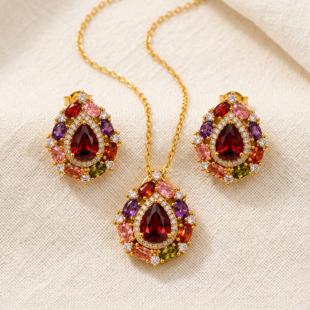 The "Josephine" Multi-Stone Necklace Set - Danielle Emon