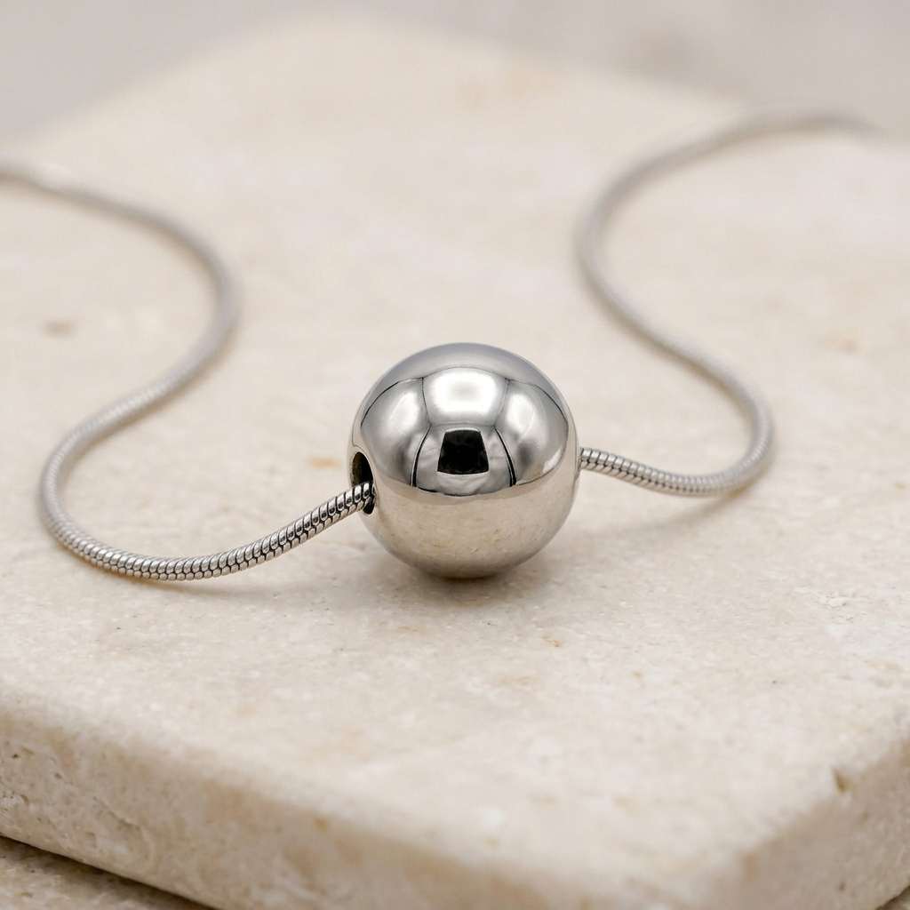 Stainless Steel Ball Pendant Necklace - Danielle Emon