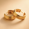 Geneva Gold Textured Hoop Earrings - macro ribbed texture detail